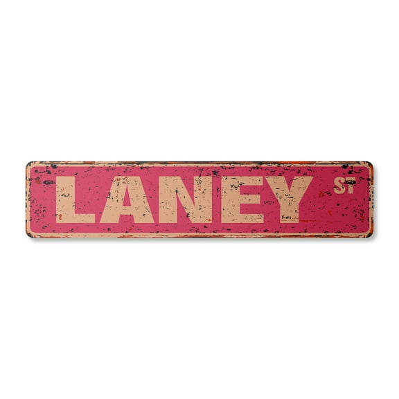 LANEY Vintage Plastic Street Sign Childrens Name Room Sign | Indoor/Outdoor | 18" Wide