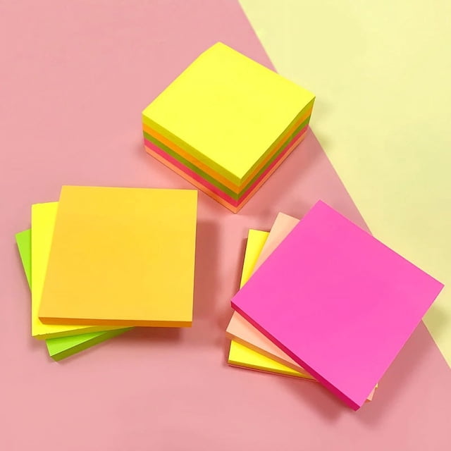 Nvzi 10 blocs de notas adhesivas, 3 x 3 pulgadas, blocs autoadhesivos de colores, adhesivo fuerte, fácil de colocar, 100 hojas/bloc, amarillo fluorescente