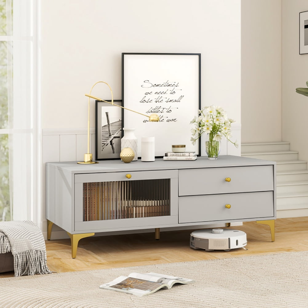 Spaco TV Stand with Compartment and Drawers for 55 Inch TV, TV Stand for Indoor as Home, Gray