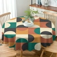 thumbnail image 3 of Mid Century Tablecloth, Abstract Geometric Modern Optical Half Circles Pattern Nordic Style Table Cloth Cover for Indoor Picnic Party, Orange Green Red Round(60x60in), 3 of 6
