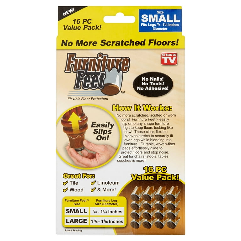 Furniture Feet Small Flexible Floor Protectors Value Pack 16 count
