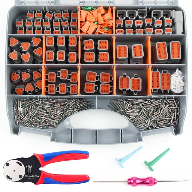 Kit de conectores Newdeli Deutsch 504PCS con engarzador y herramienta de extracción