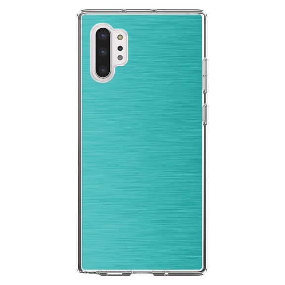 DistinctInk Clear Shockproof Hybrid Case for Galaxy Note 10 PLUS (6.8" Screen) - TPU Bumper, Acrylic Back, Tempered Glass Screen Protector - Teal Stainless Steel Image - Printed Stainless Steel