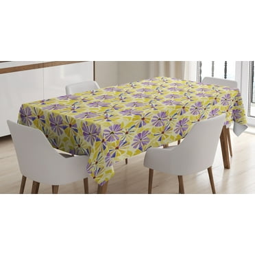 Ambesonne Floral Tablecloth Rectangular Table Cover, Nostalgic Spring Flowers, 60"x84", Multicolor