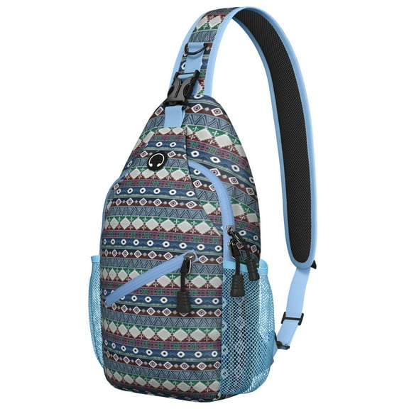 Geometric Boho Chic Travel Sling Backpack Lightweight and Durable, Fashionable Crossbody Shoulder Daypack for Hiking