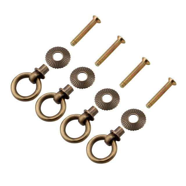 Pull Ring Cabinet Pull Door Pull 4pcs/pack Mini Simple Vintage Pull Rings Cosmetic Case Jewelry Box Attachment Handle Bronze