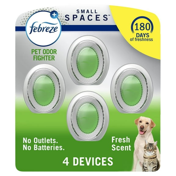 Febreze Small Spaces, Pet Air Freshener Alternative for Home, Fresh Scent, Odor Eliminator for Strong Odor (4 Count)