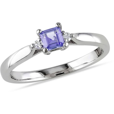 1/3 Carat T.G.W. Tanzanite and Diamond Accent Sterling Silver Ring