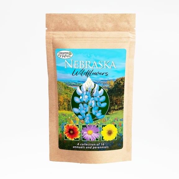 Created By Nature Nebraska Wildflower Seed Mix, 16 Flower Varieties, 40,000 Seeds