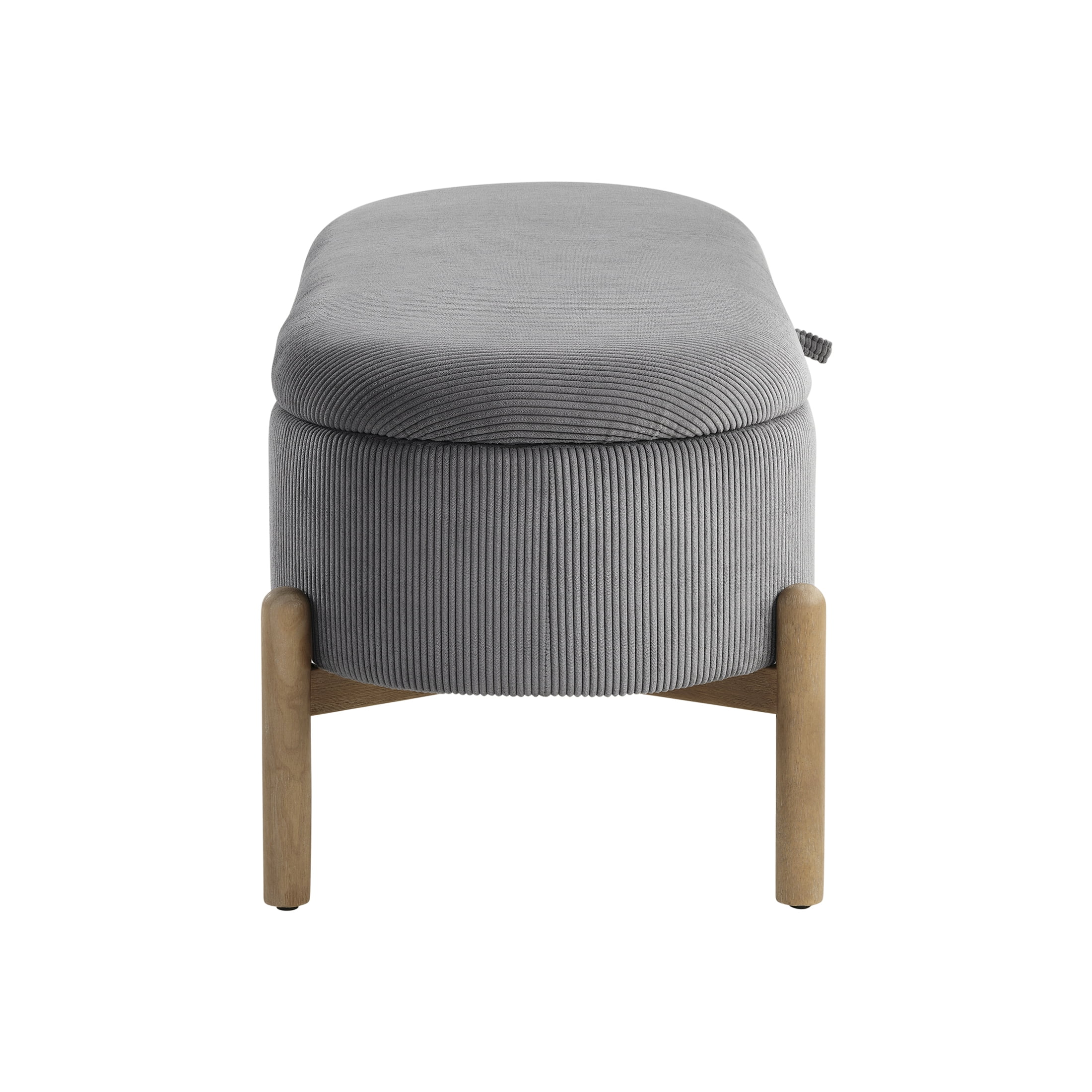 OakvillePark Terralisse Corduroy Lift Top Storage Bench, Gray