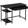 thumbnail image 1 of Computer Desk with Shelves and Drawer, 39'' Home Office Writing Desk, Laptop Study Table Workstation,Business Style, Stable Metal Frame, Black,CPT003-BK100-RR, 1 of 7