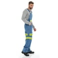 thumbnail image 3 of NotusWears Men's Hi-vis Bib Overall Denim Heavy-Duty Workwear With Reflective Stripes Multi-Pockets Jeans Dungaree Green Light Blue W30-L30, 3 of 5