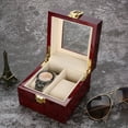 thumbnail image 2 of Watch Box Watch Display Case 2 Grids Wooden Watch Holder Wristwatch Display Case Jewelry Gift Storage Box Organizer, 2 of 8