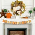 thumbnail image 3 of Fall Wreath Artificial Maple Leaf & White Pumpkin Garland- Harvest Thanksgiving Door Hanging with Berry and Twig Vine, Patio Decor-17.7inches, 3 of 6