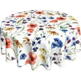 thumbnail image 5 of Wildflowers 60 Inch Round Tablecloth,Watercolor Poppy Cornflower Table Cloth Waterproof Stain Wrinkle Resistant Circle Table Cover for Kitchen Dining Camping Picnic Indoor Outdoor Decor, 5 of 6