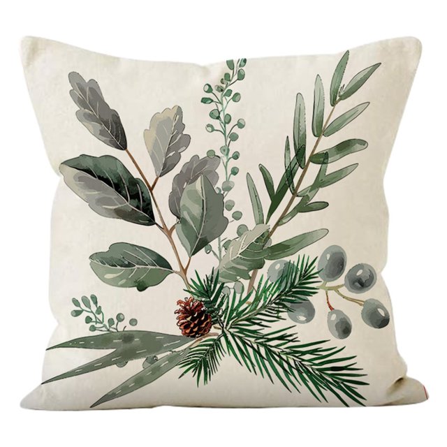 XWSHYW Almohadas y Fundas Funda para Almohada Navideña de Invierno, Funda de Cojín con Estampado de Piña de Lino, Decoración para Sofá Del Hogar, Funda de Almohada