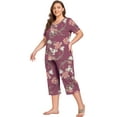 thumbnail image 5 of Cueply Women Plus Size Pajamas Set Short Sleeve Pjs Sleepwear Loungewear Nightwear with Pockets, 5 of 7