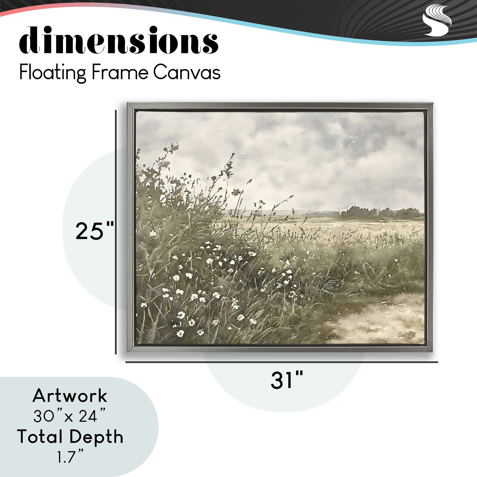 Stupell Industries Soft Meadow Landscape at Dusk Gray Framed Floater Canvas Wall Art, design by Riley B