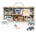 thumbnail image 1 of Set de coches de juguete de madera SPEEDY MONKEY 6 piezas con funda, 1 of 7