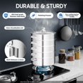 thumbnail image 2 of Miumaeov 5 Tier Stainless Steel Steamer, Multifunctional Steam Pot for Cooking with Glass Lid, Stackable Vegetable Dumpling Steamer  (11.02"-Silver), 2 of 9