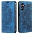 thumbnail image 3 of SaniMore for Samsung Galaxy A35 Case, PU Leather Embosed Mandala Flower Wallet Protective Phone Cover Card Slots Pocket Purse Women Men Kickstand Vintage Shockproof Anti-fall Shell, Blue, 3 of 8