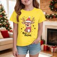 thumbnail image 2 of sdbrld Kids Merry Christmas Gift Girls Xmas Cartoon Short Sleeve Tshirts Tops for Holiday Wear Yellow Sizes 13-14 Years, 2 of 4