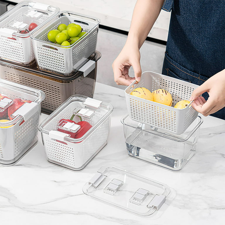 mDesign Vented Fridge Storage Bin Basket for Fruit, Vegetables, 4 Pack - Clear - Clear