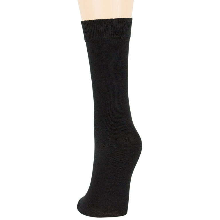 Womens Cotton Dress Crew Thin Socks Black Medium 9 11 4 Pack