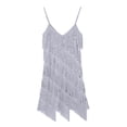 thumbnail image 5 of Alvivi Women's Sparkly Sequins Tassels Fringe Flapper Dress Latin Tango Belly 1920s Dance Costume Silver-gray One_Size, 5 of 7