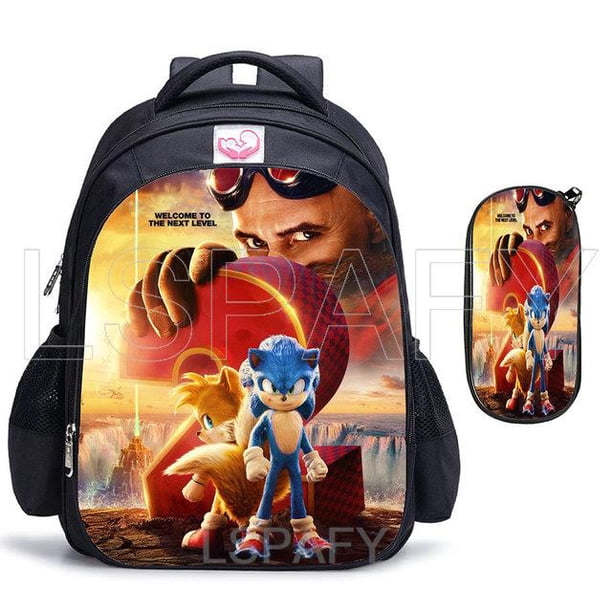 Mochila escolar con estampado 3D de SONIC RACING para niños y niñas, morral escolar con dibujos animados para libros Fivean unisex