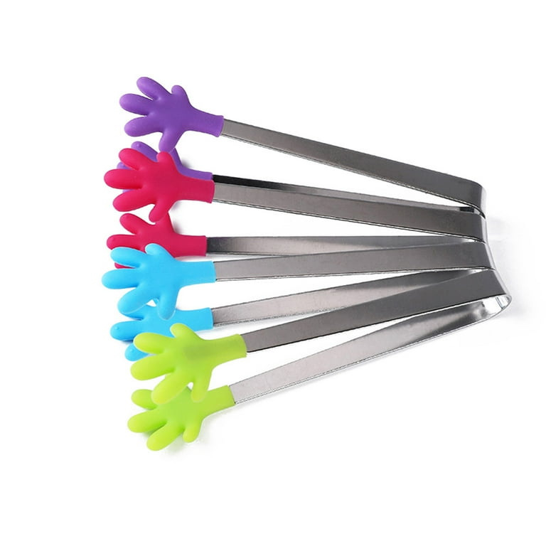 Farberware Stainless Steel Mini Locking Tongs with Silicone Tips, 2 Count,  in Assorted Colors