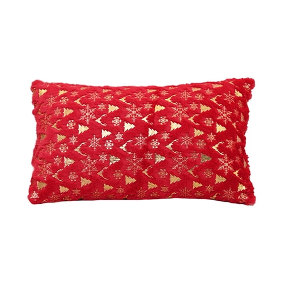 Nkmbld Christmas Decor Plush Stamped Christmas Pillow for Winter Xmas Decor, Christmas Velvet Pillow Cases for Sofa Home Decoration, Red