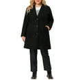 thumbnail image 3 of Agnes Orinda Women's Plus Size Coat Notched Lapel Single Breasted Long Winter Outerwear Coats with Pockets 2X Black, 3 of 9