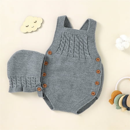 

nsendm Baby Knit Romper Cotton Sleeveless Boy Girl Sweater Clothes Baby Bodysuit With Toddler Girl Outfits 2t Sweater Grey 12-18 Months