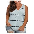 thumbnail image 1 of lcziwo Débardeurs Colorblock pour Femmes, Grande Taille Débardeur d'Été Col Rond Rayures Color Block Décontracté Sans Manches Chemises, Bleu Clair, TTTG, 1 of 6