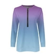 thumbnail image 4 of Lindreshi Long Sleeve Shirts for Women Women's Printed Zippered Round Neck Long Sleeved Top, 4 of 4