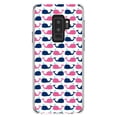 thumbnail image 1 of DistinctInk Clear Shockproof Hybrid Case for Samsung Galaxy S9+ PLUS (6.2" Screen) - TPU Bumper, Acrylic Back, Tempered Glass Screen Protector - Pink Navy Cartoon Whales - Cartoon Whales, 1 of 5