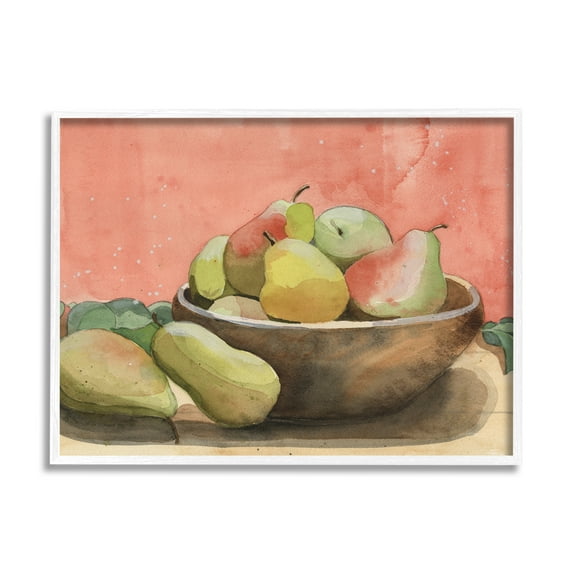 Stupell Industries Watercolor Pears Still Life Food & Beverage Painting White Framed Art Print Wall Art, 14 x 11