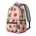thumbnail image 2 of Strawberry and Leaf Pink Pattern Backpack for School, Cute School Bag with Adjustable Shoulder Straps and Padded Back, 15.3"x11"x7.1", 2 of 5