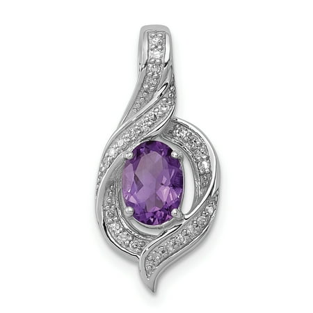 - 925 Sterling Silver Diamond Purple Amethyst Oval Pendant Charm Necklace Gemstone Fine Jewelry For Women Gift Set