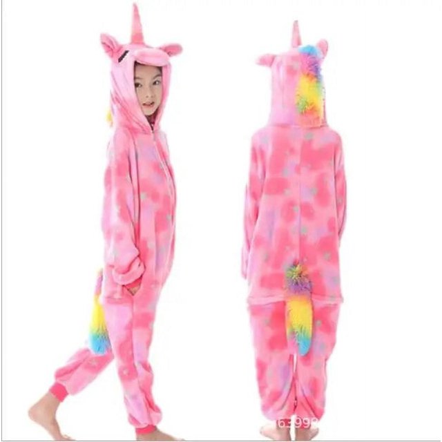 Pijamas de unicornio para niños y niñas, ropa de dormir de franela con diseño de animales, Panda y Stitch, para invierno xuanjing unisex