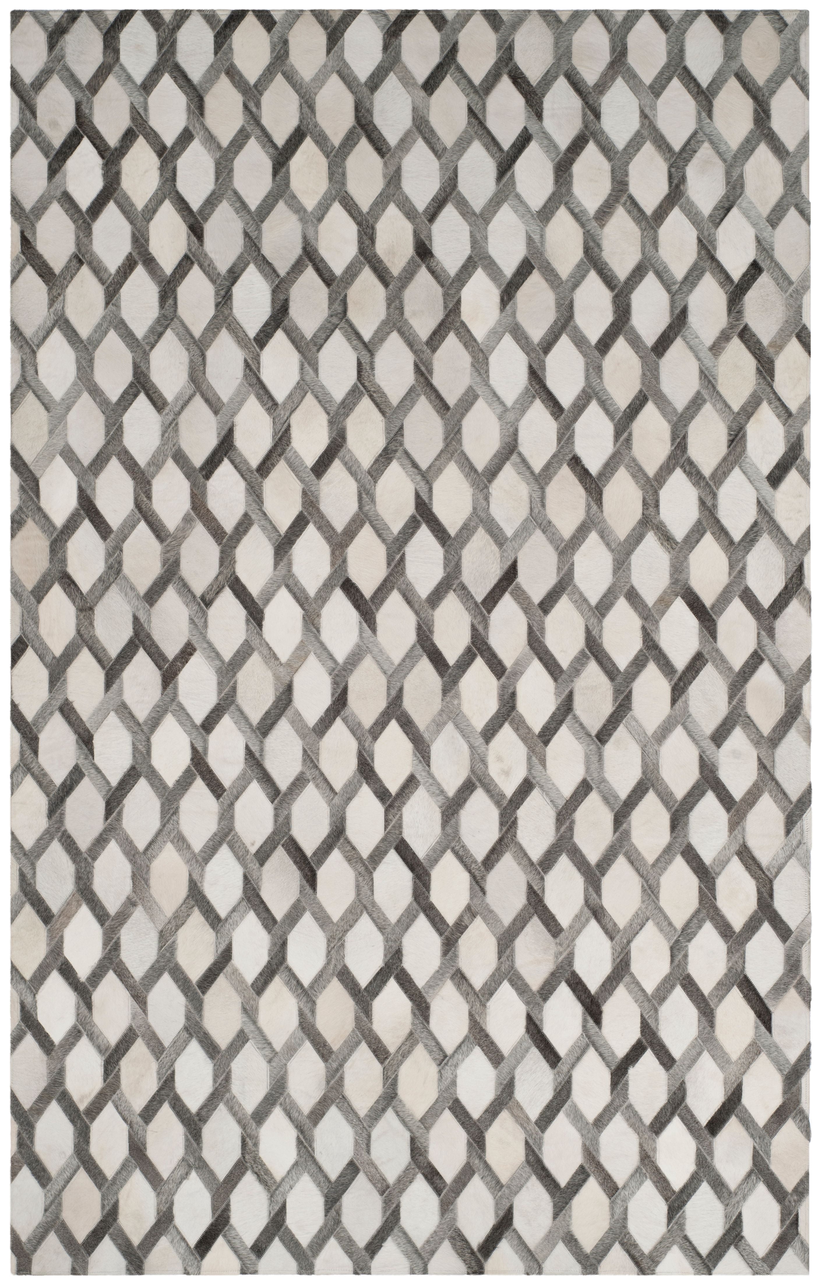 SAFAVIEH Studio Leather Merton Geometric Area Rug, Ivory/Grey, 5' x 8'