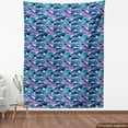 thumbnail image 3 of Ocean Fabric by the Yard, Waves of the Sea with Lotus Culture Nautical Illustration, Decorative Upholstery Fabric for Sofas and Home Accents, 10 Yards, Pale Blue Navy Blue by Ambesonne, 3 of 4