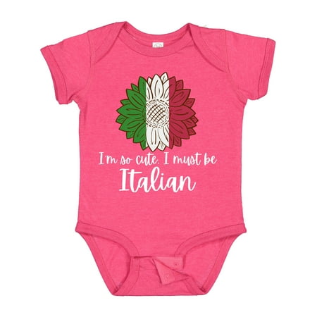 

Inktastic I m So Cute I Must Be Italian Sunflower Italy Flag Gift Baby Boy or Baby Girl Bodysuit