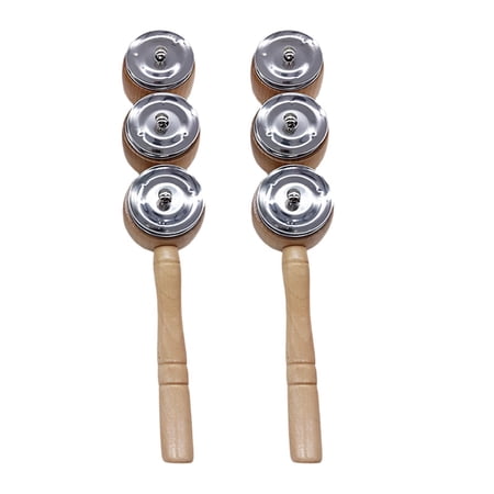 Almencla 2 Pieces Tambourine Sticks Hand Percussion Shaker Christmas Instrumental Toy Portable Bells Hand Held Percussion for Children
