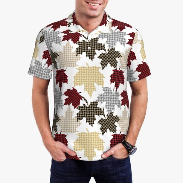 Fotbe maple leaves Camiseta Polo de Golf para Hombre con Estampado – Camisa Deportiva Transpirable con Cuello Abotonado-4X-Large