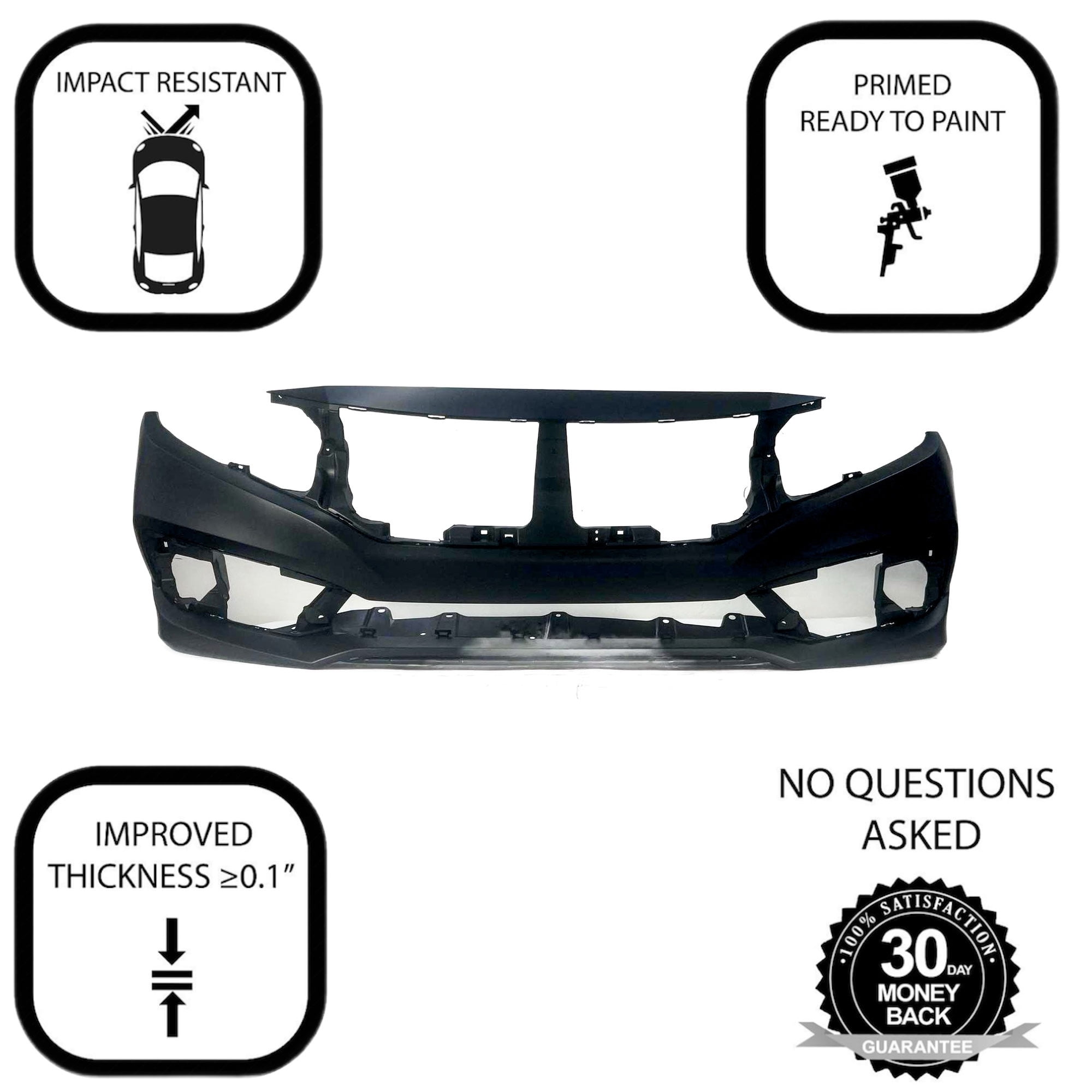 DCP Primed Front Bumper Cover for 2019 2020 Honda Civic Sedan EX LX Sport Touring