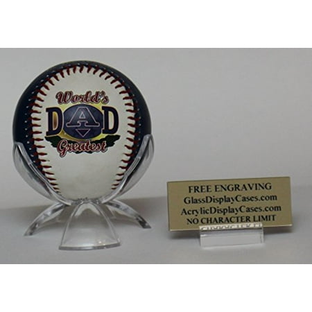 Baseball Holder Trophies - Baseball Personalized Game Ball 3 Wing Display Stand with Custom Name Plate Holder - Free No Limit Engraving