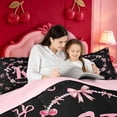 thumbnail image 5 of meiyoeat Pink Ribbon Bow 7 Pieces Full Size Bedding Sets,3D Monogrammed K Full Size Bed in a Bag For Girl,Pink Reversible, 5 of 7