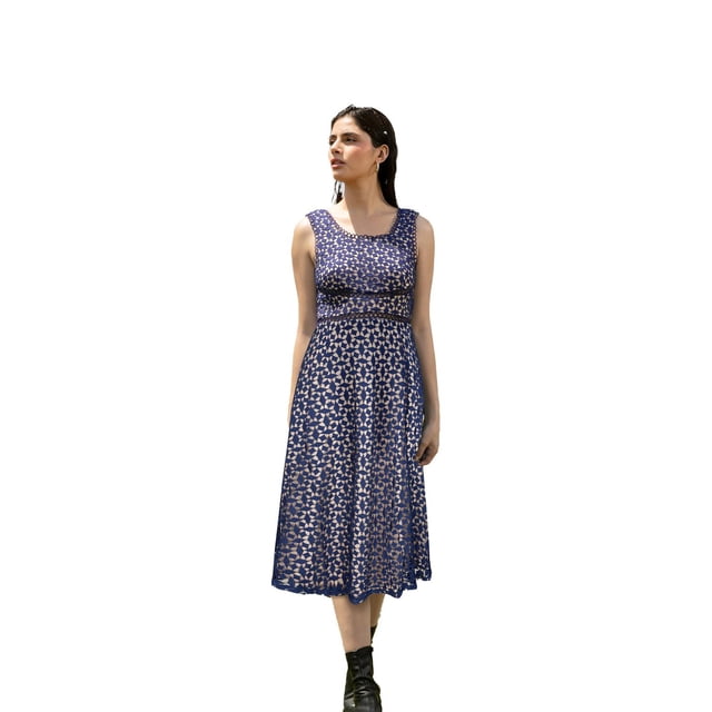 Vestido de encaje línea A André Badi azul marino 24